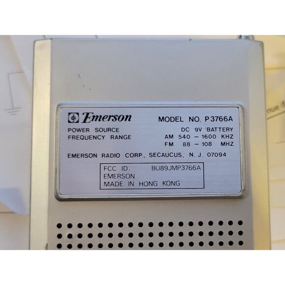Emerson SwingMate FM AM Transistor Radio Model P3766A Tested Works Incl Battery - Picture 11 of 11